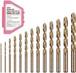 MACXCOIP Metric 13Pcs M35 Cobalt Drill Bit Set, 1.5mm-6.5mm HSS Cobalt Jobber Drill Bits, for Hardened Metals, Stainless Steel, Cast Iron and Wooden Plastics, with Plastic Index Storage Box