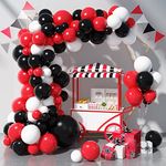 GREMAG Red and Black Balloons, Black Red and White Balloon Garland Arch Kit, 97PCS Various Size Latex Balloon for Baby Shower Birthday Graduation Racing Car Poker Card Valentine's Day Party Decoration