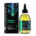 Careberry Organic Rosemary & Jojoba Hair Oil For Hair Growth & Dandruff Control | 100% Natural & Organic | Certified Ayurvedic | Cold Pressed Oil | Mineral Oil Free | 200ml