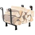 DOEWORKS 17 Inches Small Decorative Indoor/Outdoor Firewood Log Rack Bin with Scrolls, Black