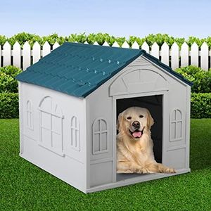 PaWz Pet Outdoor/Indoor Plastic Weatherproof Dog Kennel, Blue, Large, Dog Garden House, Durable Weatherproof Dog House, Waterproof Dog Kennel Outdoor, Easy Clean Ventilation PP Plastic Dog Crate