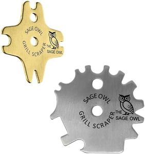 Standard Brass and Universal Stainless Steel Grill Scrapers Combo - Individually Packed (Gift Ideas for Men)