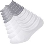 WANDER No Show Socks 10 Pack Cotton Non Slip Low Cut Invisible Loafer Socks Men&Women Boat Liner(5white+5grey,Sock Size:12-14)