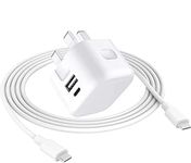 Charger for Motorola Moto E14 E13 E20 E30 E40 Charger Plug & Cable 20W Dual Port USB & USB C Charger Plug Fast Charging Power Adapter Plug With USB C To USB C Cable For Motorola Moto E14 E13 (White)