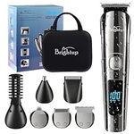 Brightup Beard Trimmer for Men with Storage Case, Hair Clippers & Hair Trimmer, IPX7 Waterproof Mustache Face Nose Ear Body Shavers Electric Razor Men, Mens Gifts, USB Rechargeable & LCD Display