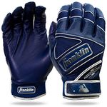 Franklin Sports Chrome Powerstrap Batting Gloves - Navy - Adult Small