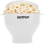 The Original Hotpop Microwave Popcorn Popper, Silicone Popcorn Maker, Collapsible Bowl BPA-Free and Dishwasher Safe- 20 Colors Available (White)