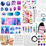 Resin Molds Silicone Jewelry Making Starter Kit, 238 Pcs Epoxy Resin Supplies for Beginners Tools Set with DIY Pendant, Fine Glitter, Dried Flowers, Gold Foil Flakes, Arts Crafts, Instruction Included