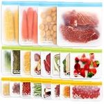 SPLF 20 Pack BPA FREE Reusable Freezer Bags Dishwasher Safe, Reusable Food Bags(4 Gallon Bags + 8 Sandwich Bags + 8 Snack Bags), Reusable Ziplock Bags Leakproof Silicone and Plastic Free Lunch Bags