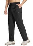 BALEAF Men's Convertible Hiking Pants Cargo Quick Dry Water Resistant Lightweight Elastic Waist Outdoor with Zip Pockets, Black, Medium