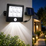 Gesto Solar Motion Sensor Light Outdoor, 1800mAh Battery, Monocrystalline Solar Panel, IP65 Waterproof LED Wall Light, Auto On/Off Security Lamp for Garden, Garage, Patio, Pathway & Home Entrance