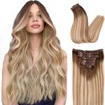 DIYOMO Remy Clip-In Hair Extensions Soft Natural Black 120g 7pcs