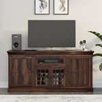 WoodMarwar Solid Sheesham Wood Entertainment Tv Unit for Living Room | Free Standing Media Console Movable Tv Cabinet Sideboard | Tv Table Side Board with 4 Door Cabinet & 1 Flap Door Storage | Walnut