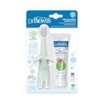 Dr. Brown’s™ Infant-to-Toddler Training Toothbrush Set, Mint Elephant with Fluoride-Free Strawberry Baby Toothpaste, 0-3 years