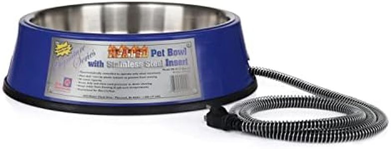 Farm Innovators Model SB-40 3-Quart Heated Pet Bowl with Stainless Steel Bowl Insert, Blue, 40-Watt