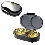 Schallen Electric Omelette Maker Healthy Eating Egg Pan | Non-Stick Coated Ceramic Plates | 2 Individual Cooking Plates with Cool Touch Handle | Stainless Steel | Black & Silver (Deep Fill)