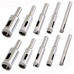 Eyech 10 Pack Diamond Drill Bit Set, Small Diamond Hole Saw Kit Glass Drill Bit for Glass, Ceramics, Porcelain, Ceramic Tile, Marble