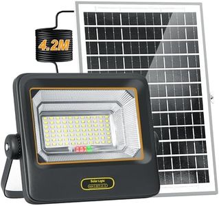 Dusk-to-Dawn Solar Lights Outdoor - 100W Waterproof IP67 Solar Flood Light 8000mAh Solar Powered Security 5 Modes Dimmable Floodlight with 13.78Ft Cable&Remote for Yard/Garden/Patio (4.2M Wire)