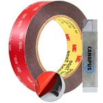 CANOPUS Double Sided Tape Heavy Duty, 3M VHB Tape (25.4mm x 3m) Waterproof Automotive Double Sided Tape, Tape Double Sided, Mounting Tape, Ideal for Outdoor & Indoor Uses, Number Plate Tape