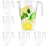 MATANA 6 Reusable Clear Plastic Jugs, Cocktail Pitchers for Parties, 1.5L - Juice, Lemonade, Punch, Sangria, Beers - Birthdays, Weddings, Picnics, BBQ