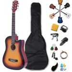 Rosefinch Acoustic Guitar kit 38 inch Smaller size Guitare Acoustique with Bag Pick Capo Right Handed Entry-level Guitar for Beginners Adult (3/4 Size Sunset)