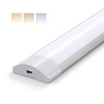 Barrina LED Batten Light 113cm, 36W 3750lm, 3000K/4000K/6500K Color Changeable, LED Tube Lights for Kitchen Office Garage Workshop Lighting, Ceiling Fluorescent Strip Light, 1 Pack