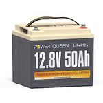 Power Queen 12.8V 50Ah Pro LiFePO4 Battery, 640Wh Lithium-Iron Battery with 50A BMS, Up to 15000+ Rechargeable Cycles, Portable & Lightweight Battery for Scooter, Trolling Motor, Boat, Marine