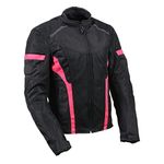 Milwaukee Leather MPL2794 Black and Pink Mesh/Textile Armored Motorcycle Racer Jacket for Women - All Season Jackets - 2X-Large