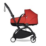 BABYZEN YOYO² Black Frame + Red Bassinet - Includes Thick Double Mattress, Ventilated Shell & Canopy