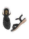 Shoetopia Women's SND-1080 Flat Sandal-6 Kids UK (SND-1080-Black)-EU39