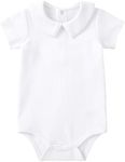 pureborn Baby Boy Bodysuit Cotton Waffle Knit Short Sleeve Romper Infant Boy's Summer One-Piece Outfit 12-18 Months White