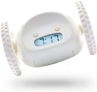 CLOCKY Extra Super Loud Alarm Clock for Heavy Sleepers Adults Kids Teens Bedroom, Move Jump Roll Run Away Easy to Set Smart Digital Alarm Clock on Wheels -Funny Gag Gift (White)