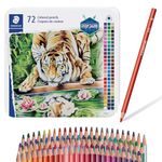 STAEDTLER Colored Pencils Set (72-Pack) - Ergonomic Triangular Barrel, Smooth 4mm Lines, Wood - 72 Vibrant Colors in Tin, for Artists & Students