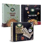 Millet Amma Millet Snack Combo Pack of 3 | Organic Millet Pizza Base 6 Pieces Thin Crust Pizza Base 200gm + Millet Lavash Gluten Free 150gm + Bajra Methi Khakhra 180gm | 70% Millet Content