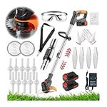 Strimmers Electric Cordless Grass Trimmer Cordless with Blade Garden Lawn Edger 15cm Cutting Diameter, 2 Battery, Charger & Quick Change Spare Blades Included, Suitable for Garden Lawn