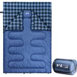 Trail Luxury Double Sleeping Bag, Cotton Flannel Lined, Double Layer Fill, 3 to 4 Season, Envelope Sleeping Bag with Compact Compression Bag, 2 x Adult, 220cm x 150cm (300gsm)