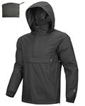 Outdoor Ventures Rain Jacket for Men Waterproof Pullover Lightweight Hooded Outdoor Raincoat Packaway Breathable Reflective Anorak Jacket for Travelling, Camping, Running, Hiking, Black M