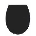 AQUALONA® Luxury Duroplast Toilet Seat – Incredibly Strong and Durable - Oval, Soft Close - Ceramic Appearance - Scratch Resistant - One Button Hinge Release - Click, Lift & Clean Technology (Black)