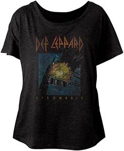 Def Leppard 80s Heavy Metal Band RocknRoll Pyromania Ladies Slouchy T-Shirt Tee