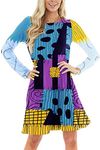 Deerose Women Halloween Dress with Pockets Funny Long Sleeve Outfits, H | Multicoloured, Medium