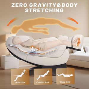 HealthRelife Full Body Massage Chair – Beige Recliner