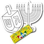 Magnet Me Up Color Your Own Hanukkah Dreidle and Menorah DIY Holiday Magnet Decal, 2 Pack, Creative Artistic Gift Idea