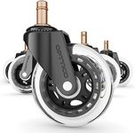 Replacement Casters Set for IKEA Office Chairs Our 3 inch Chair Wheels for Hardwood Floors Protect Them Better Than Any Office Chair Mat - Silent & Smooth Rolling Heavy Duty Casters with 10mm Stem