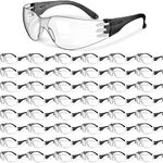 48 Pairs Safety Glasses Anti Fog Goggles Scratch Impact Resistant Eye Protection Sunglasses for Men Women (Black, Clear)