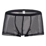 JINSHI Men's Mesh Breathable Boxer Brief Men's Sexy Lightweight and Thin Underwear Briefs Black M