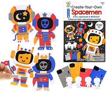 VKPI 4 Pieces EVA Foam Art Crafts Gift Kit, Creative Make Your Own Spacemen, Cartoon Foam Paper Craft Projects for Kids Ages 4+ Toddler, Preschool Learning Toy for Birthday Party Favor Supplies