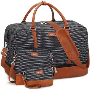 IBFUN Weekender Bag for Women Canvas Overnight Bag Large Travel Bag Carry on Weekend Duffle Bag with Shoe Compartment Fit 21.5'' Laptop, Perfect for Travel/Business/Gift, A5-Polka Dot, Large