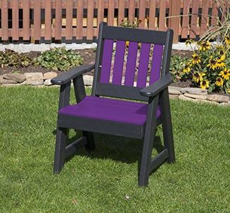 ECOMMERSIFY INC Bright Purple-Poly Lumber Mission Poly Resin 2 FEET Patio Garden Chair Heavy Duty Everlasting PolyTuf HDPE - Made in USA - Amish Crafted