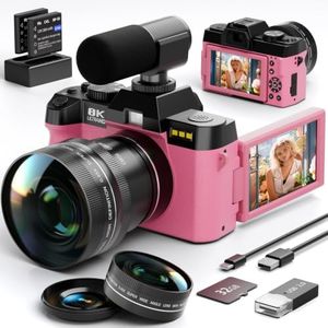 8K 64MP Digital Cameras for Photography,16X Zoom,Microphone and Dual-Lens