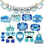 Zyozique 16 Pcs I Got My First Tooth Photo Booth Party Props 1 Set I Got My First Birthday Paper Banner/First Tooth Decoration/First Tooth Decoration Items for Baby (Pack of 17)